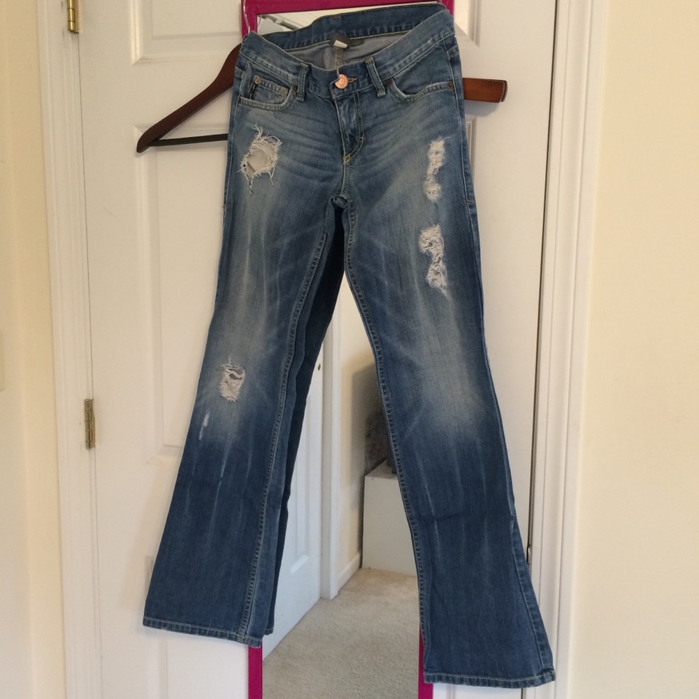 Armani exchange boot cut jeans with rips